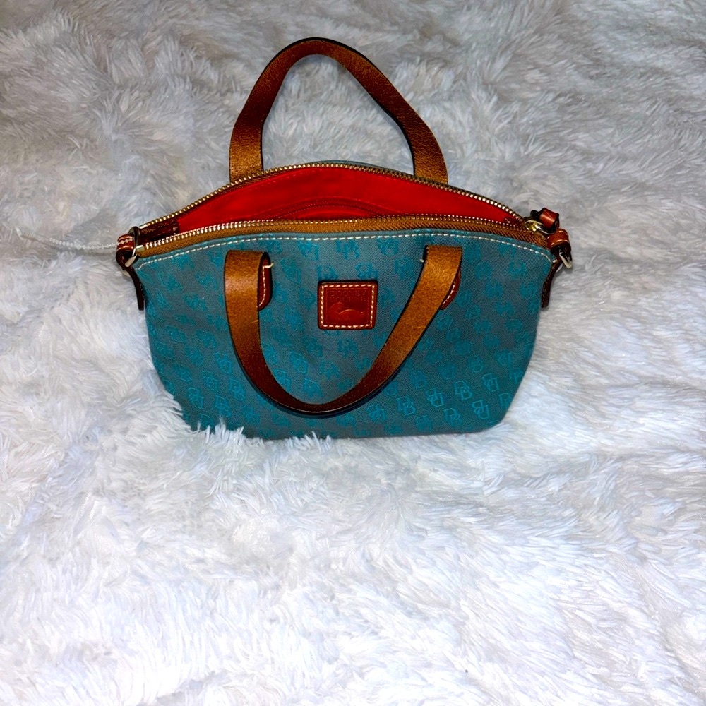 Dooney & Bourke Teal and Brown Satchel